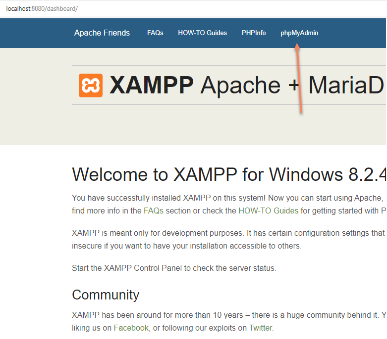 xampp dash