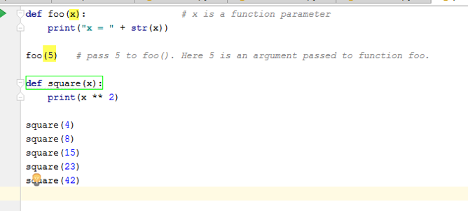 function with parameters