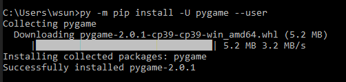 install pygame